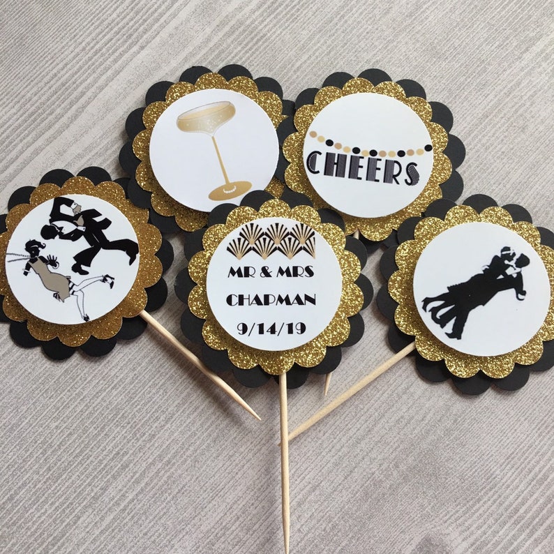 Gatsby Party Cupcake Toppers New Years Tags Great Gatsby - Etsy