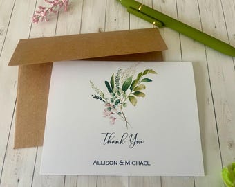 Tarjetas de agradecimiento de boda con flores silvestres, JUEGO 1, Tarjeta de agradecimiento con flores en acuarela, Agradecimiento con flores silvestres, Notas de agradecimiento de boda