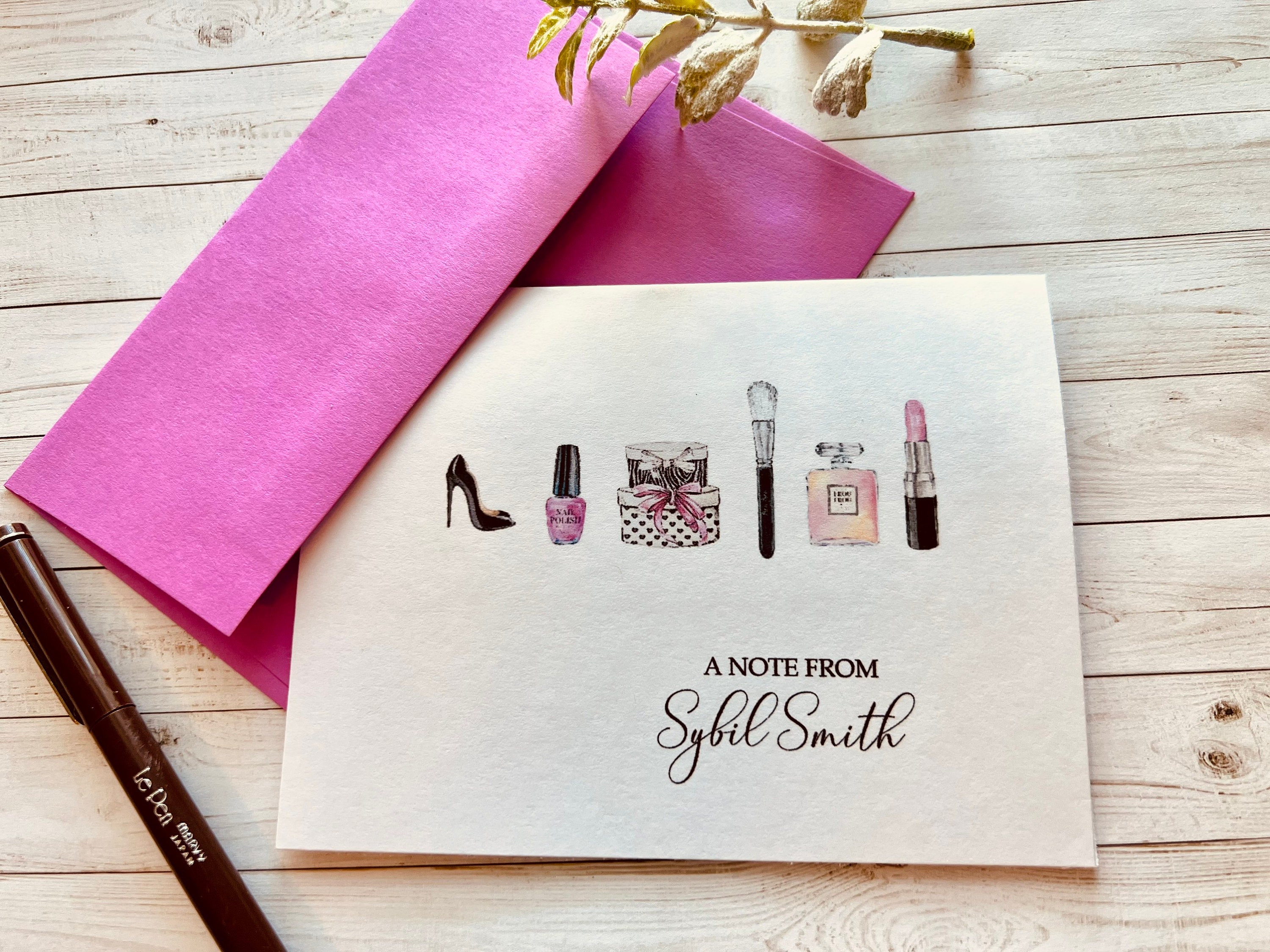 8Ct Makeup Personalized Stationery Set, For Women, Folded Note Cards, Blank  Watercolor Stationery, Handmade Cards, Designsbyalia - Yahoo Shopping