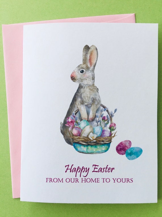 Handmade Watercolour Bunny Greetings Card - Green Handmade Watercolour Bunny Greetings Card - Green