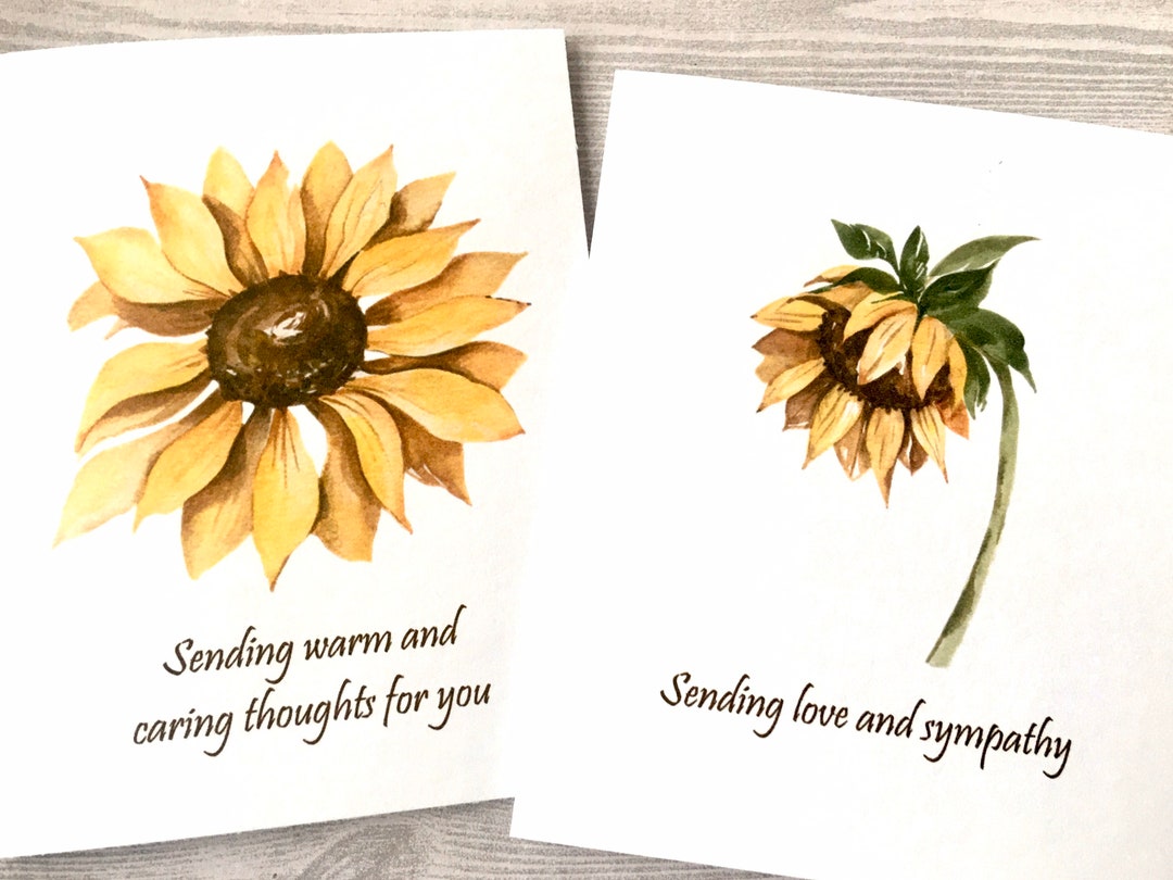 8ct Sympathy Card Set, Sunflower Cards, Watercolor Sunflower Cards ...