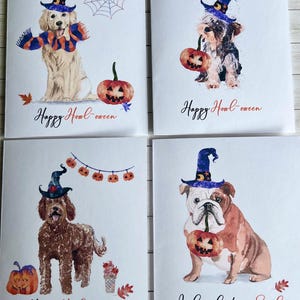 8ct Halloween Dogs, Card Set, Halloween Cards with Dogs, Halloween Notecards, Fun Halloween Cards, Handmade Cards, Blank Cards