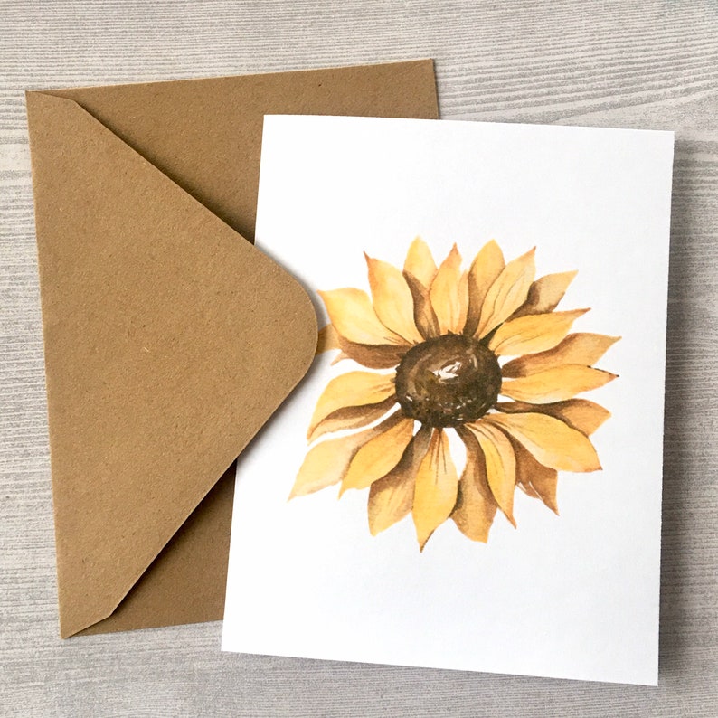 8ct Sunflower Card Set 1, Watercolor Sunflower Cards, Blank Cards ...