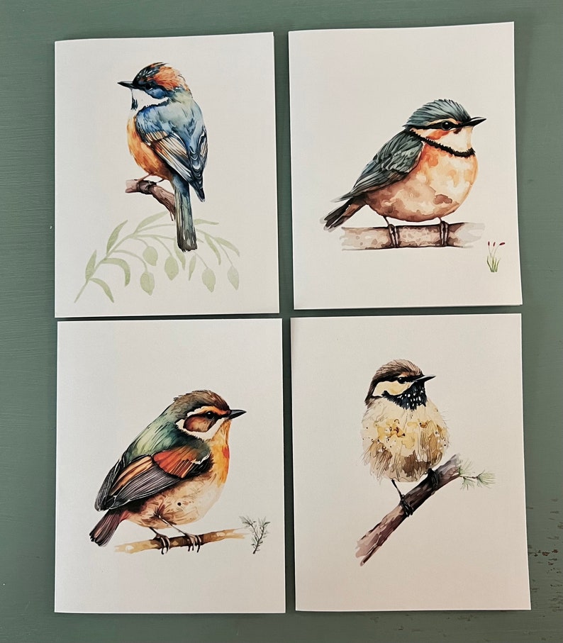 8ct Watercolor Birds Card Assortment Set 2, Cards for Him, Bird Cards ...