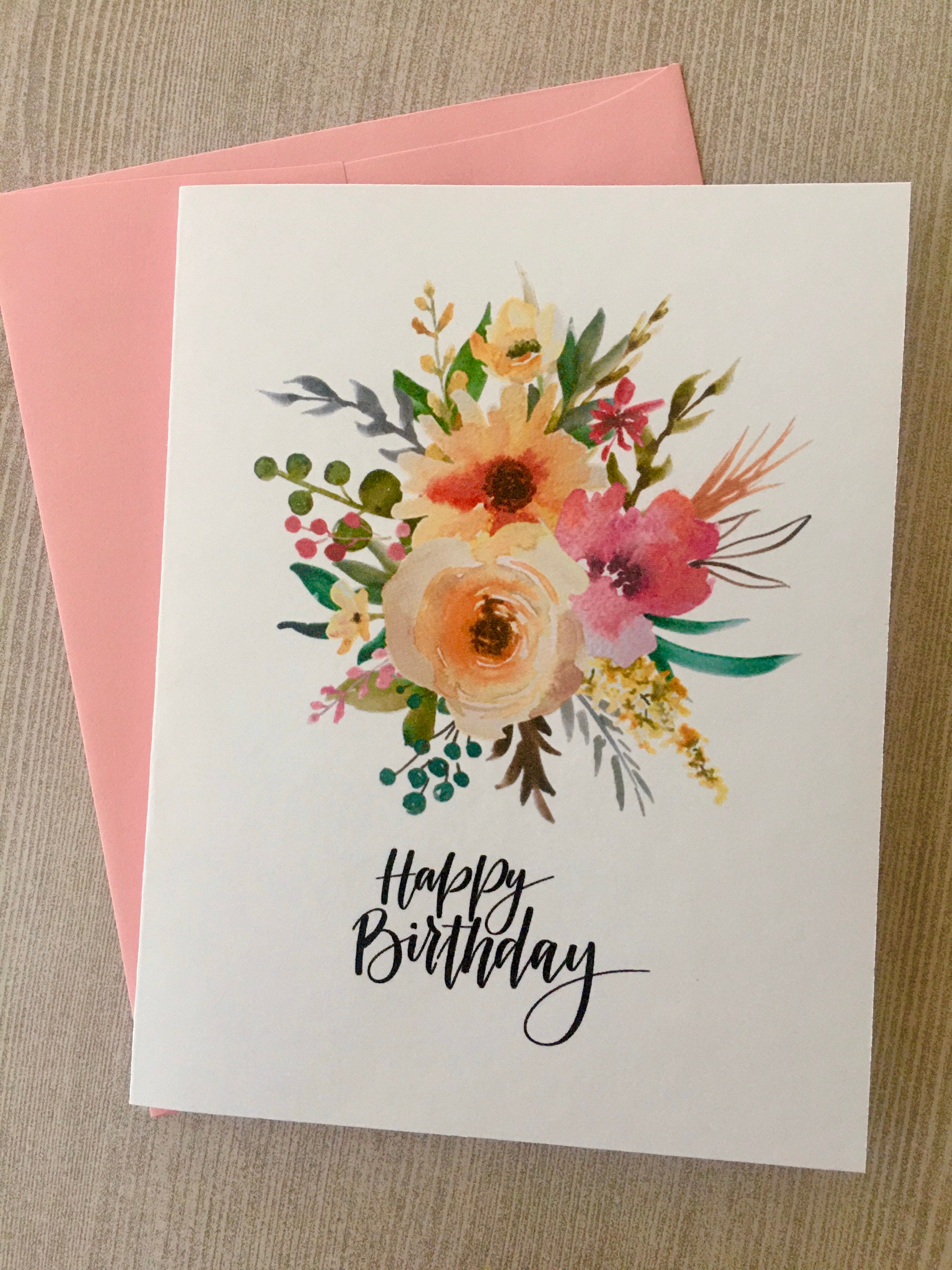 Bright Watercolor Flowers Birthday Card Pictura USA Greeting Cards