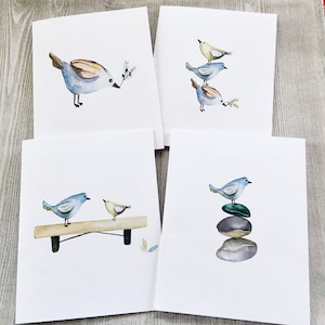 8ct Watercolor Birds Card Assortment, Watercolor Note Cards, Folded Card Set, Nature Cards, Handmade cards by DesignsbyAliA