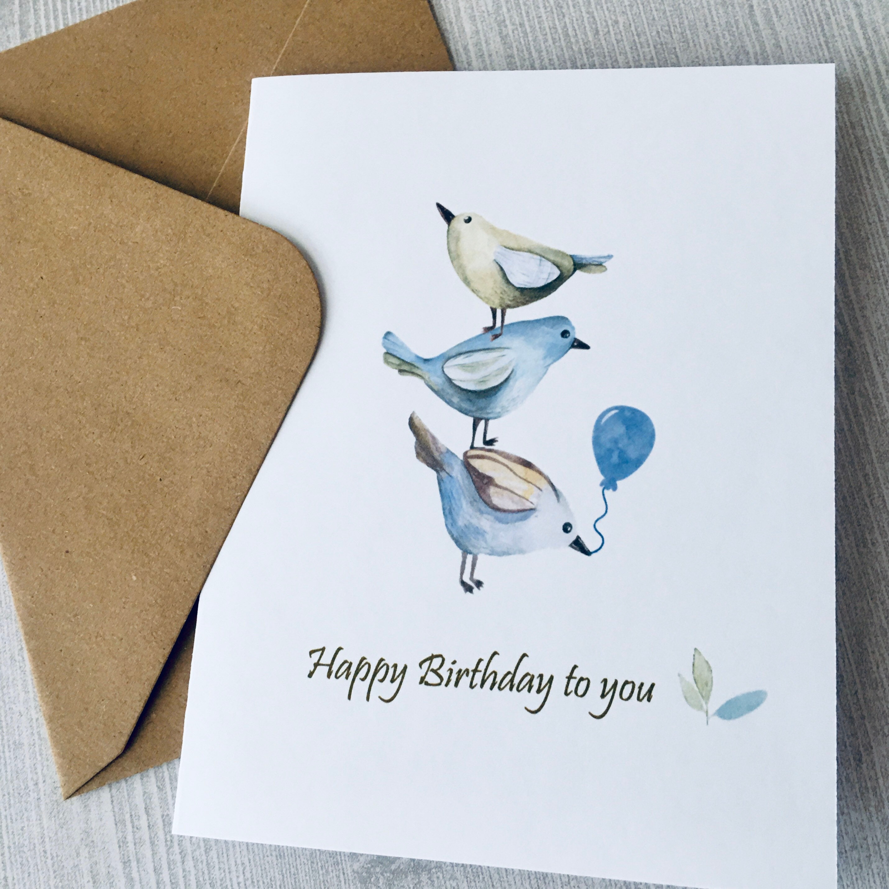 Sweet Birds Birthday Card, Personalized Birthday Card, Watercolor Cards ...