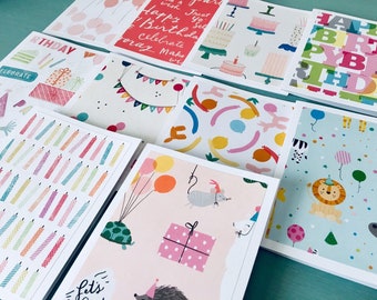 Birthday Card Pack, Set of 10 Handmade Birthday cards, Assorted Card Set, Variety Set, DesignsbyAliA