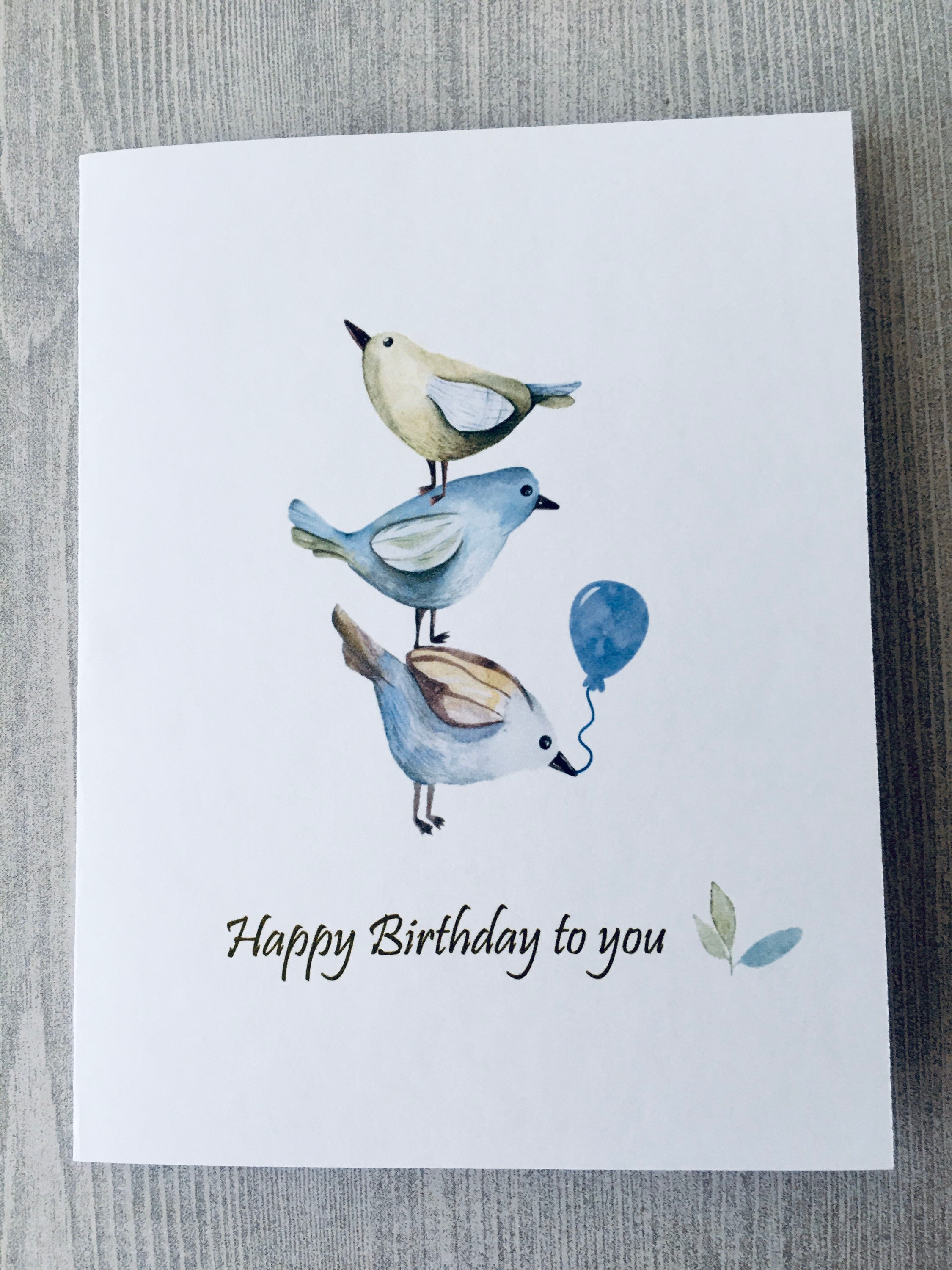 Sweet Birds Birthday Card, Personalized Birthday Card, Watercolor Cards ...