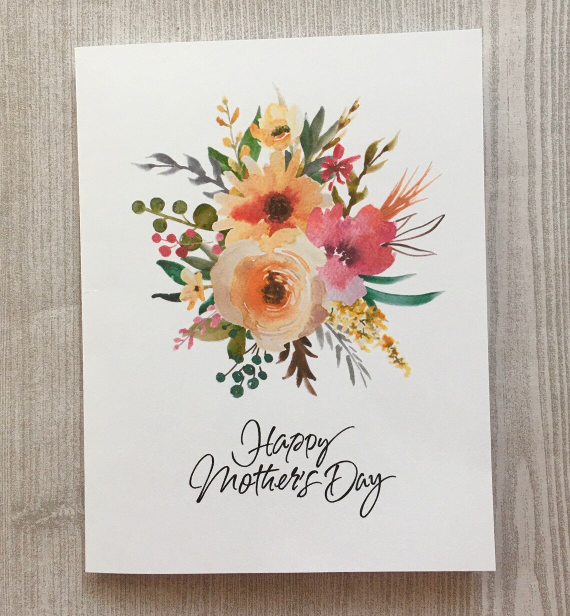 Mothers Day Card Watercolor Flowers Mothers Day Cards | Etsy