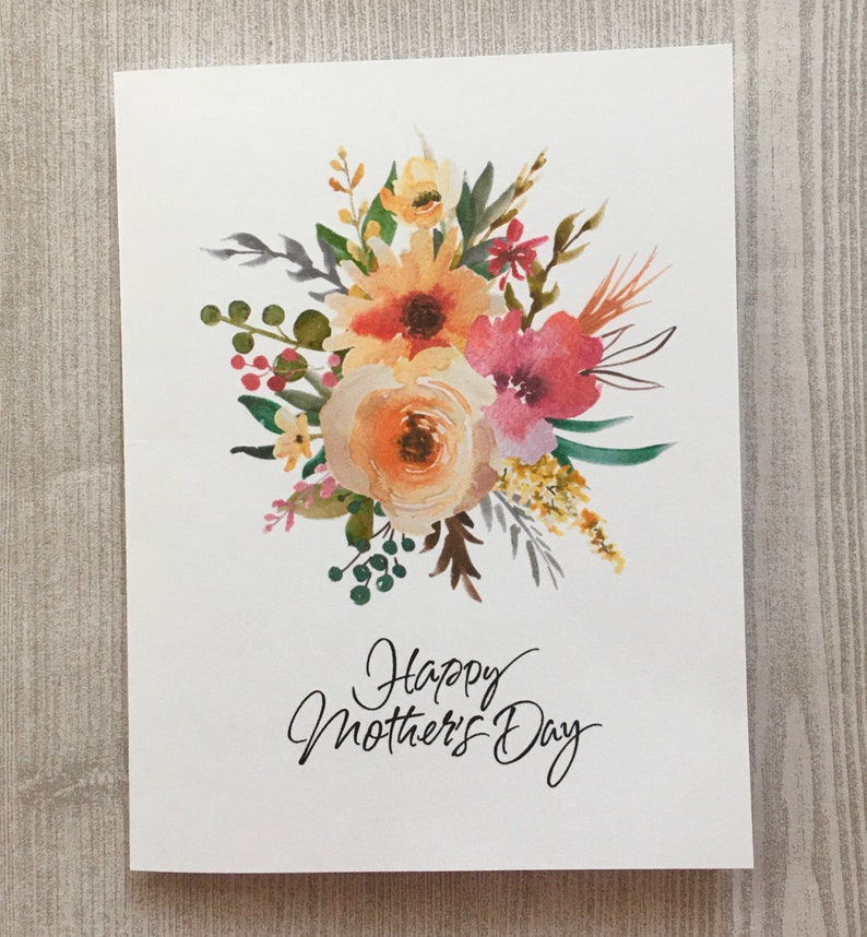 Mothers Day Card Watercolor Flowers Mothers Day Cards - Etsy