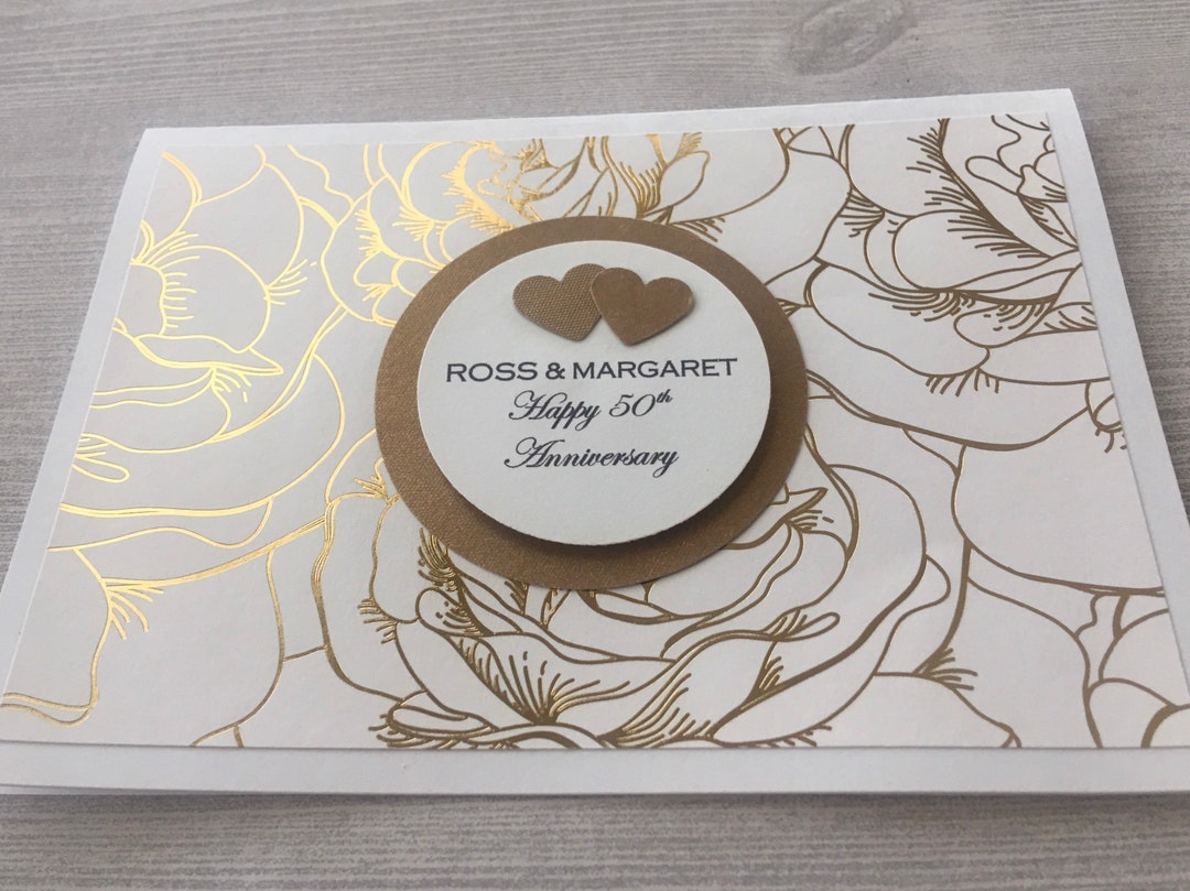 Personalized Anniversary Card, Personalized Wedding Card, Gold Foil ...