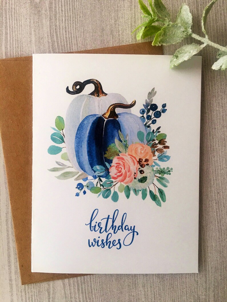 Birthday Pumpkins Card Set, Watercolor Pumpkins Birthday Cards, Watercolor Birthday Cards Assortment, Fall Birthday cards, Handmade image 4