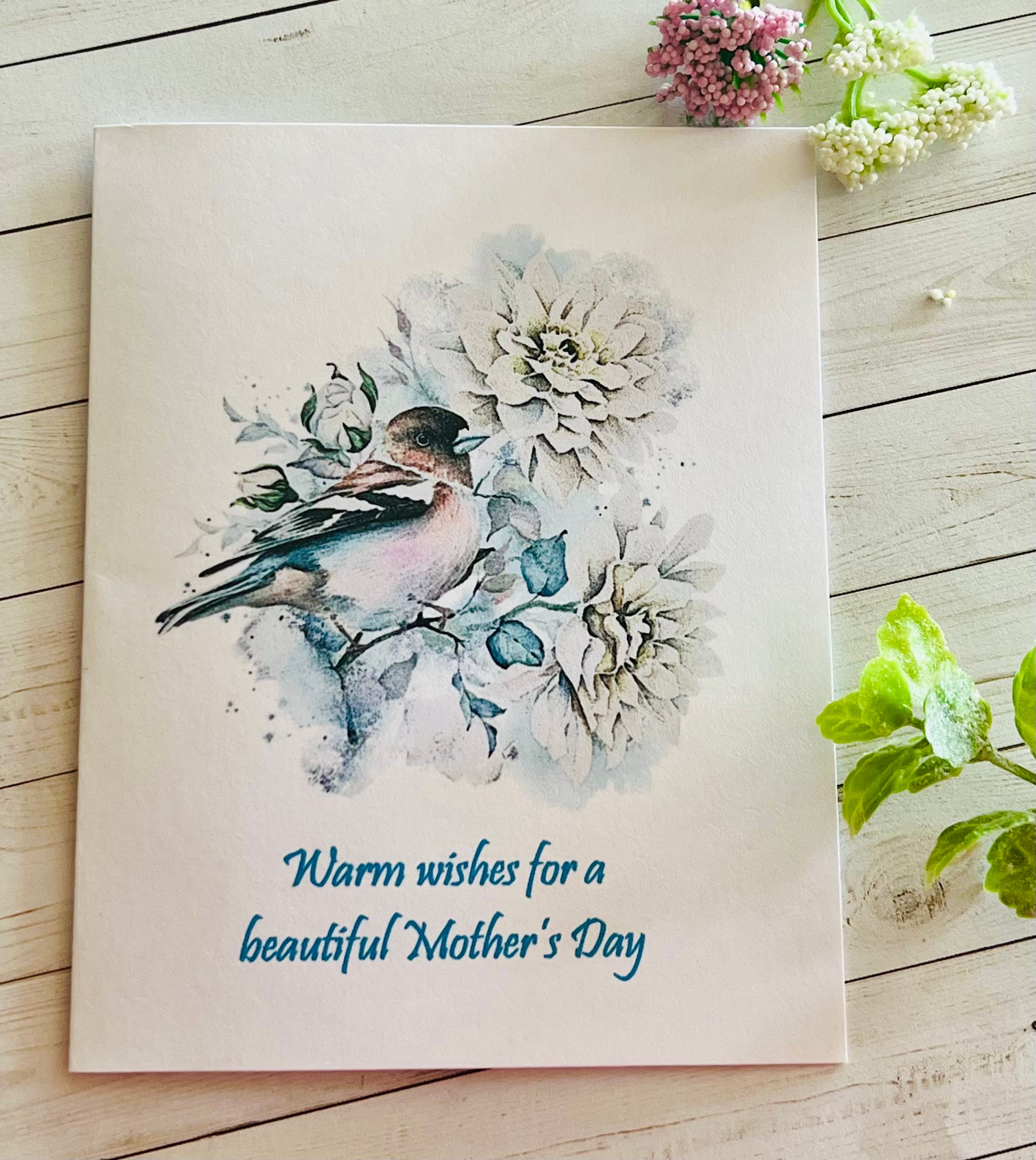 Mothers Day Card With Bird, Watercolor Bird Mother’s Day Cards ...