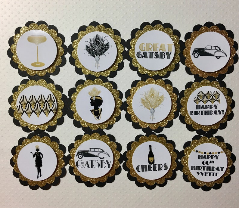 Gatsby Party Cupcake Toppers New Years Tags Great Gatsby - Etsy