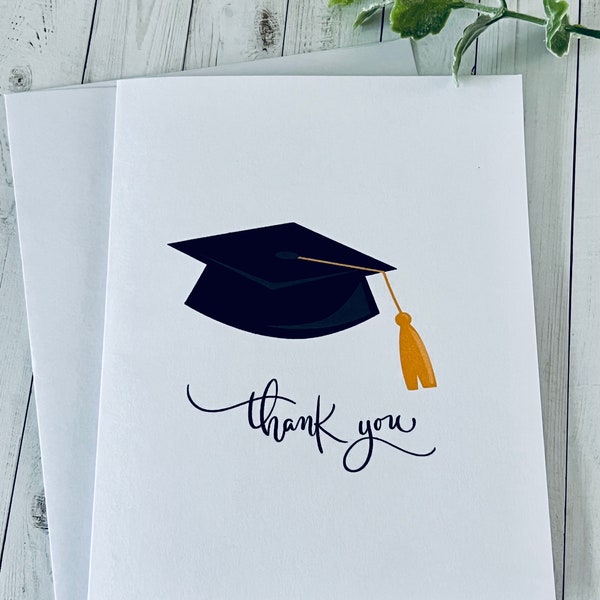 Graduation Thank You Card, Thank You Card Set, Graduation Cap Card, Custom Graduation Cards, Graduation Card Set