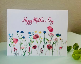 Mothers Day Card, Watercolor Flowers Mother’s Day Cards, Poppies Card, Watercolor Mother’s Day Cards, Handmade cards