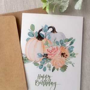 Birthday Pumpkins Card Set, Watercolor Pumpkins Birthday Cards, Watercolor Birthday Cards Assortment, Fall Birthday cards, Handmade image 8