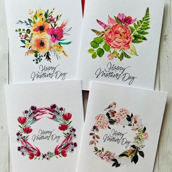 Mothers Day Card Set, Assorted Cards, Watercolor Flowers Mother’s Day Cards, Watercolor Mother’s Day Cards Assortment, Handmade cards