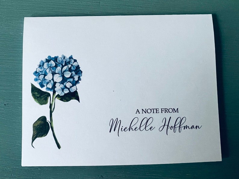 8ct Hydrangea Personalized Stationery Set, Folded Note Cards, Blank ...