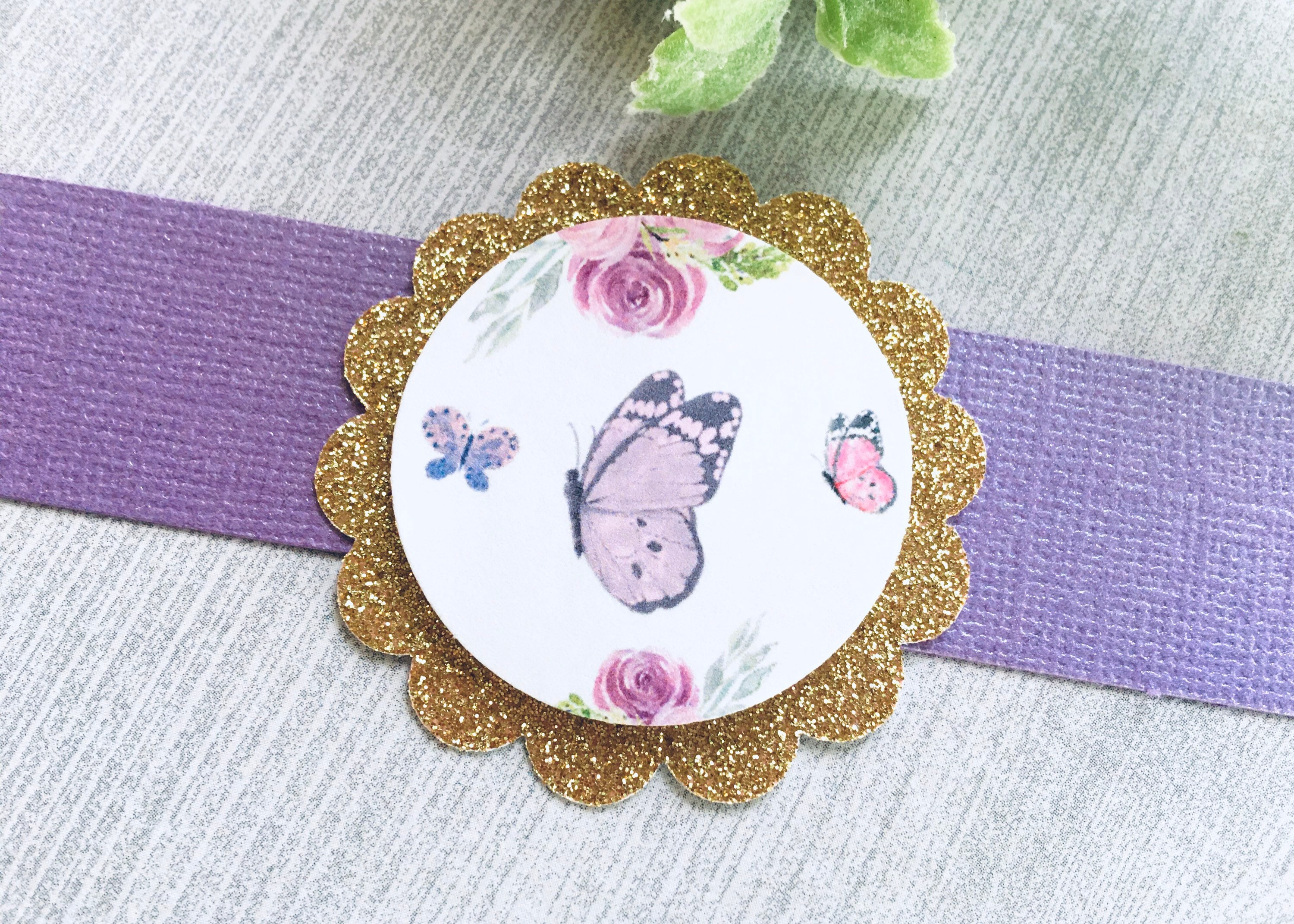 12ct Butterfly Kisses Napkin Rings Butterfly Wishes and Baby Wishes Shower Butterfly Party Tags Butterfly Cupcake Toppers