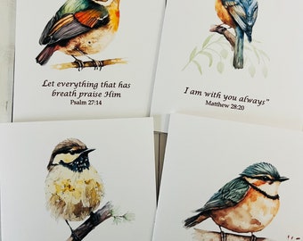 8 ct Scripture Card Set with Birds, Watercolor Cards, Set 3, Thinking of You, Sympathy Cards, Christian card set, Folded Notecards