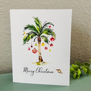 Tropical Christmas Cards, Personalized Christmas Cards, Palm Tree Christmas Cards, Florida Holiday Card, Handmade Cards