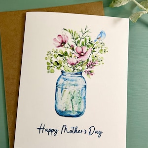 Mothers Day Card Set, Watercolor Flowers With Bird Mother’s Day Cards ...