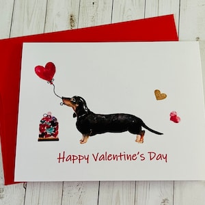 Dachshund Valentine Card, Personalized Valentine Card, Black Dachshund ...