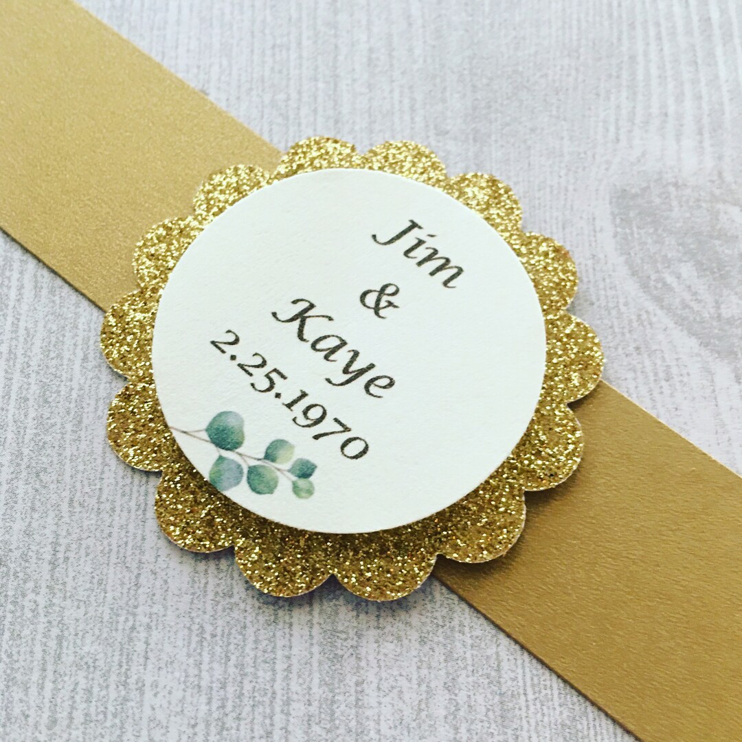 12 Eucalyptus Napkin Rings, Personalized Napkin Rings, Gold Napkin Rings, Anniversary Napkin