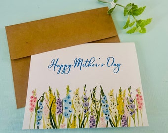 Mothers Day Card, Watercolor Flowers Mother’s Day Cards, Gladiolus Card, Watercolor Mother’s Day Cards, Handmade cards