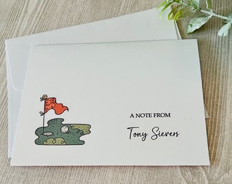 8ct Golf Personalized Stationery Set, For Golfer, Putting Green Card, Folded Note Cards, Blank Cards, Watercolor Stationery, Handmade cards