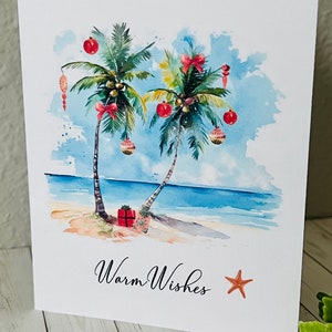 Tropical Christmas Cards, Personalized Christmas Cards, Palm Tree Christmas Cards, Florida Holiday Card, Handmade Cards
