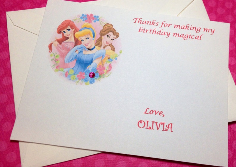 SET of 10 Disney Princess PRINTED Thank You Cards Etsy