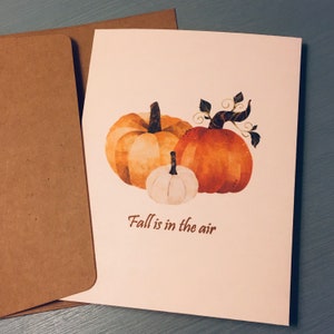 Fall Greeting Card, Pumpkins Greeting Cards, Fall Watercolor Cards, Thanksgiving card, Blank Cards, Handmade cards