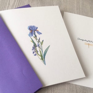 8ct Iris Card Set, Watercolor Iris Note Cards, Blank Cards, Purple Iris Cards, Watercolor Cards, Handmade cards, DesignsbyAliA image 7