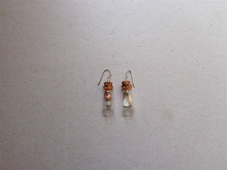 Pendientes de terrario Beach in the bottle: plata de ley, conchas marinas australianas imagen 2