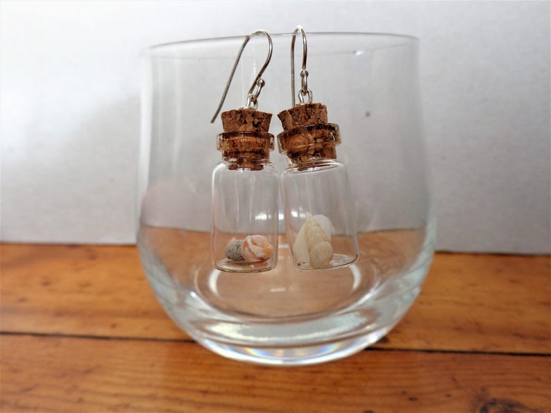 Pendientes de terrario Beach in the bottle: plata de ley, conchas marinas australianas imagen 13