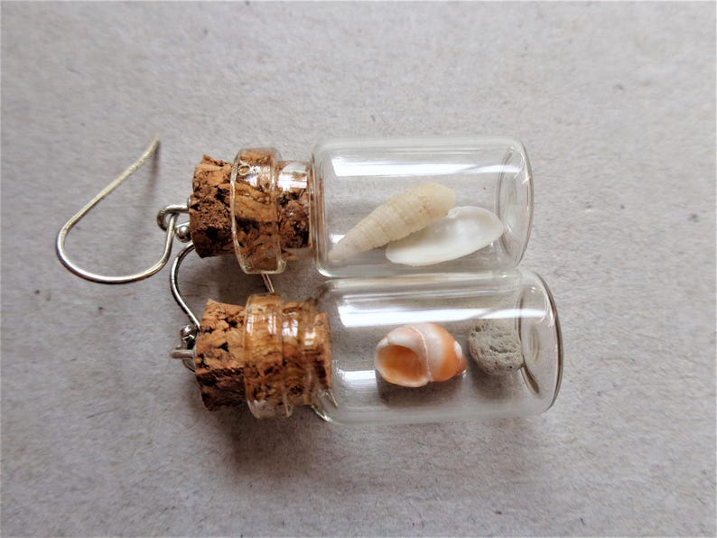 Pendientes de terrario Beach in the bottle: plata de ley, conchas marinas australianas imagen 7