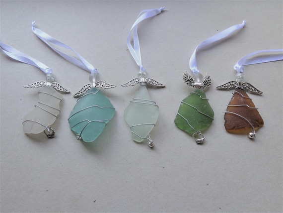 Sea Glass Guardian Angel Ornament: Coastal Christmas Suncatcher