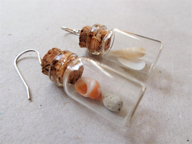Pendientes de terrario Beach in the bottle: plata de ley, conchas marinas australianas imagen 3