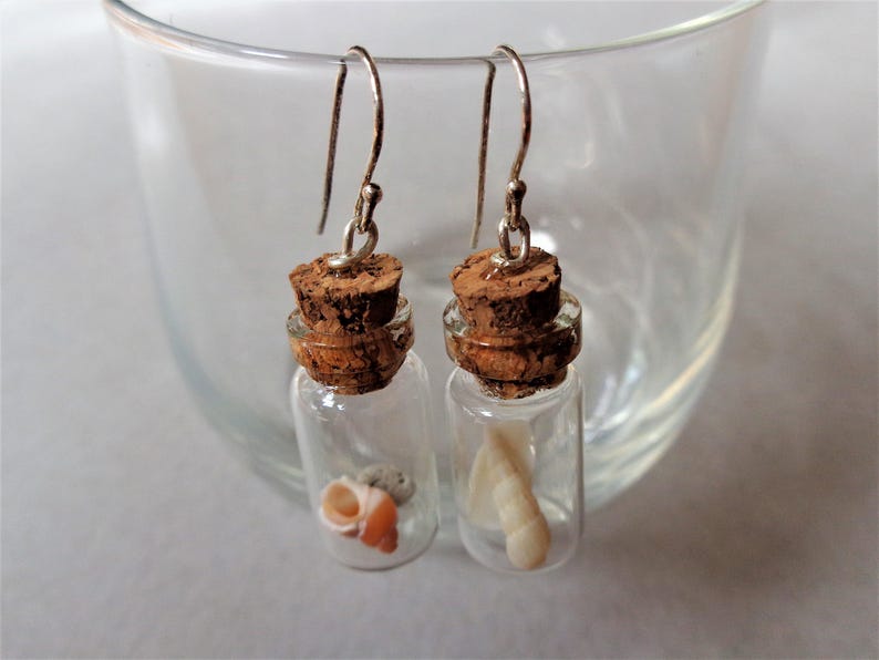Pendientes de terrario Beach in the bottle: plata de ley, conchas marinas australianas imagen 10