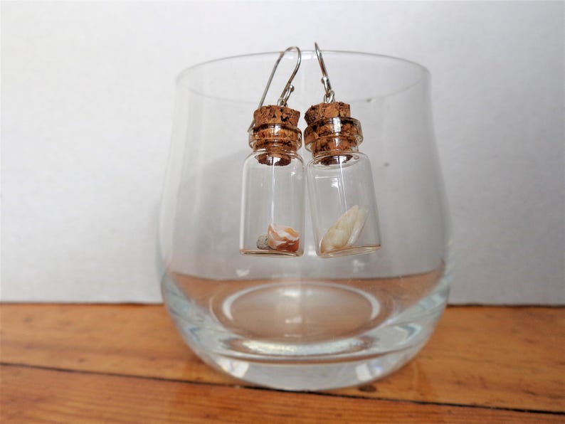 Pendientes de terrario Beach in the bottle: plata de ley, conchas marinas australianas imagen 12