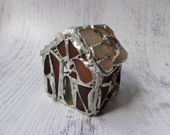 Sea Glass Gingerbread House 3D Suncatcher: Christmas Mosaic Lantern