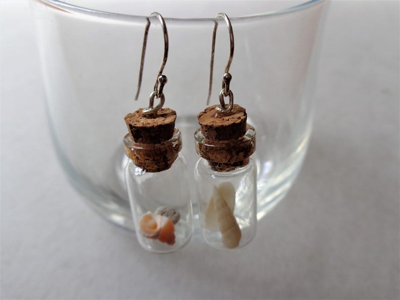 Pendientes de terrario Beach in the bottle: plata de ley, conchas marinas australianas imagen 9