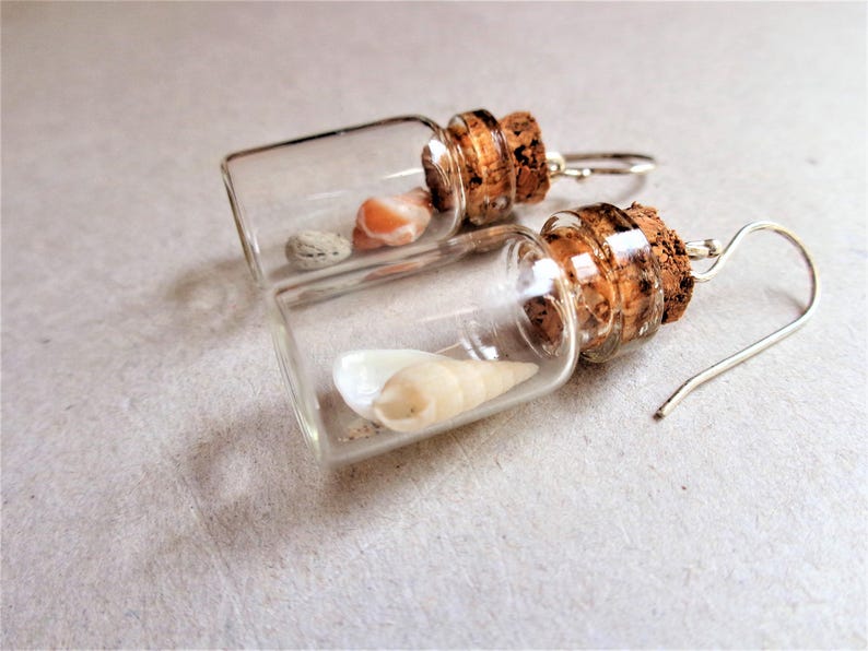 Pendientes de terrario Beach in the bottle: plata de ley, conchas marinas australianas imagen 4