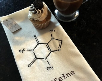 Caffeine Molecular Structure Tea Towel - Coffee Lover Towel