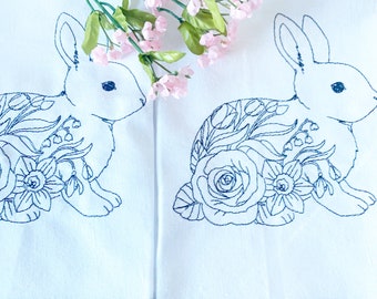 Floral Bunny Spring Decor Tea Towel