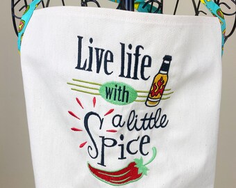 Hot Sauce Apron - Live Life with a Little Spice Taco Embroidered Apron