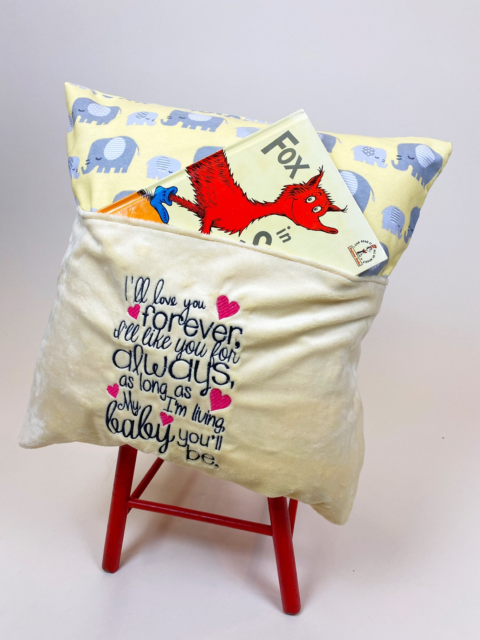 Elephant Reading Pillow Cover Reading Pillow Book Pocket Etsy